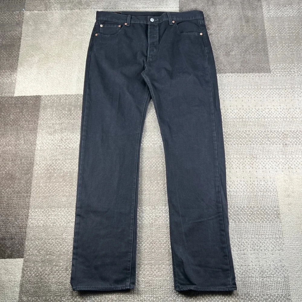 Levis 501 Original Fit Mens Jeans Black Denim 36X34 Button Fly